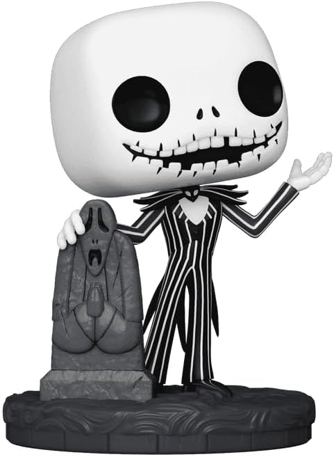Tim Burton Jack Skellington #1355 in Graveyard Facsimile Signed Reprint Laser Autographed Funko POP! Movies NBC Nightmare Before Christmas Figurine with Protector Case