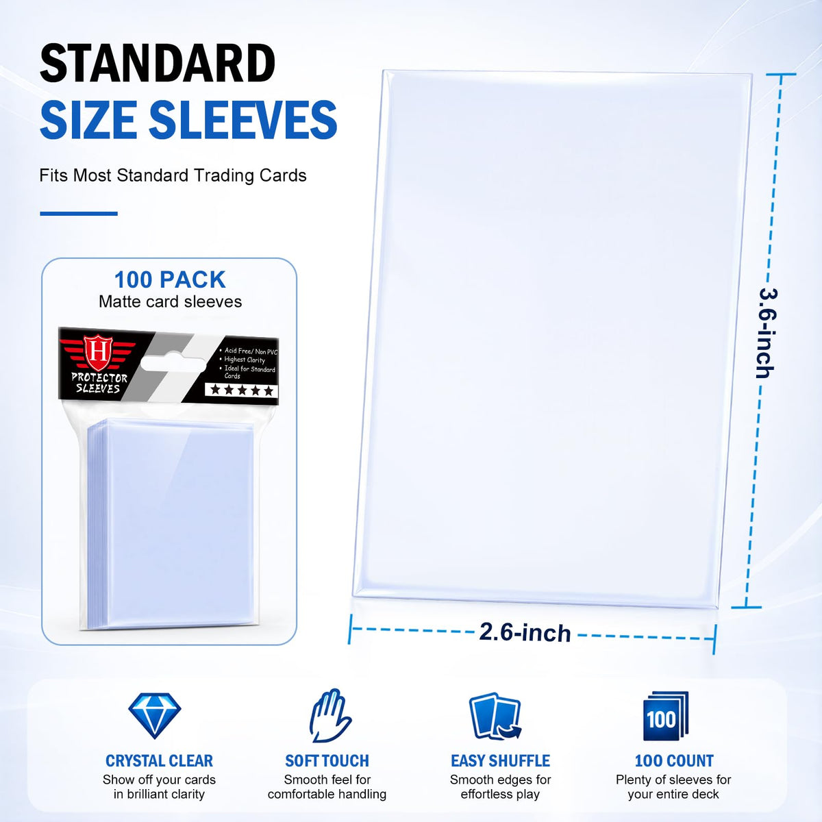 500 Counts Card Sleeves for Trading Cards, Soft Penny Card Sleeves Clear Plastic Card Protectors Fit for Baseball Card, Sports Cards, MTG Game Card Standard Cards