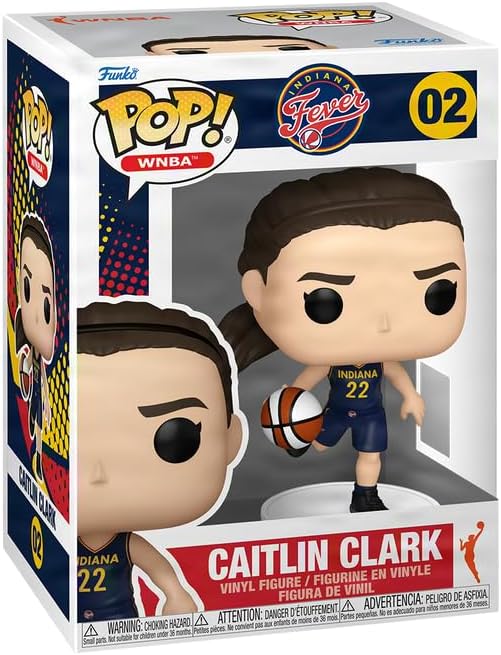 Caitlin Clark #02 Rookie Season Funko POP! Basketball WNBA: Indiana Fever Figurine with HOFSM Protector Case