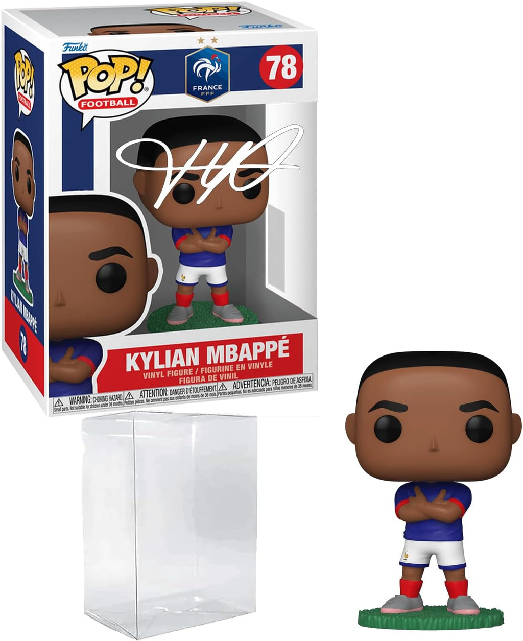 Kylian Mbappe #78 France Facsimile Signed Reprint Laser Autographed Funko POP! Soccer Figurine with Protector Case