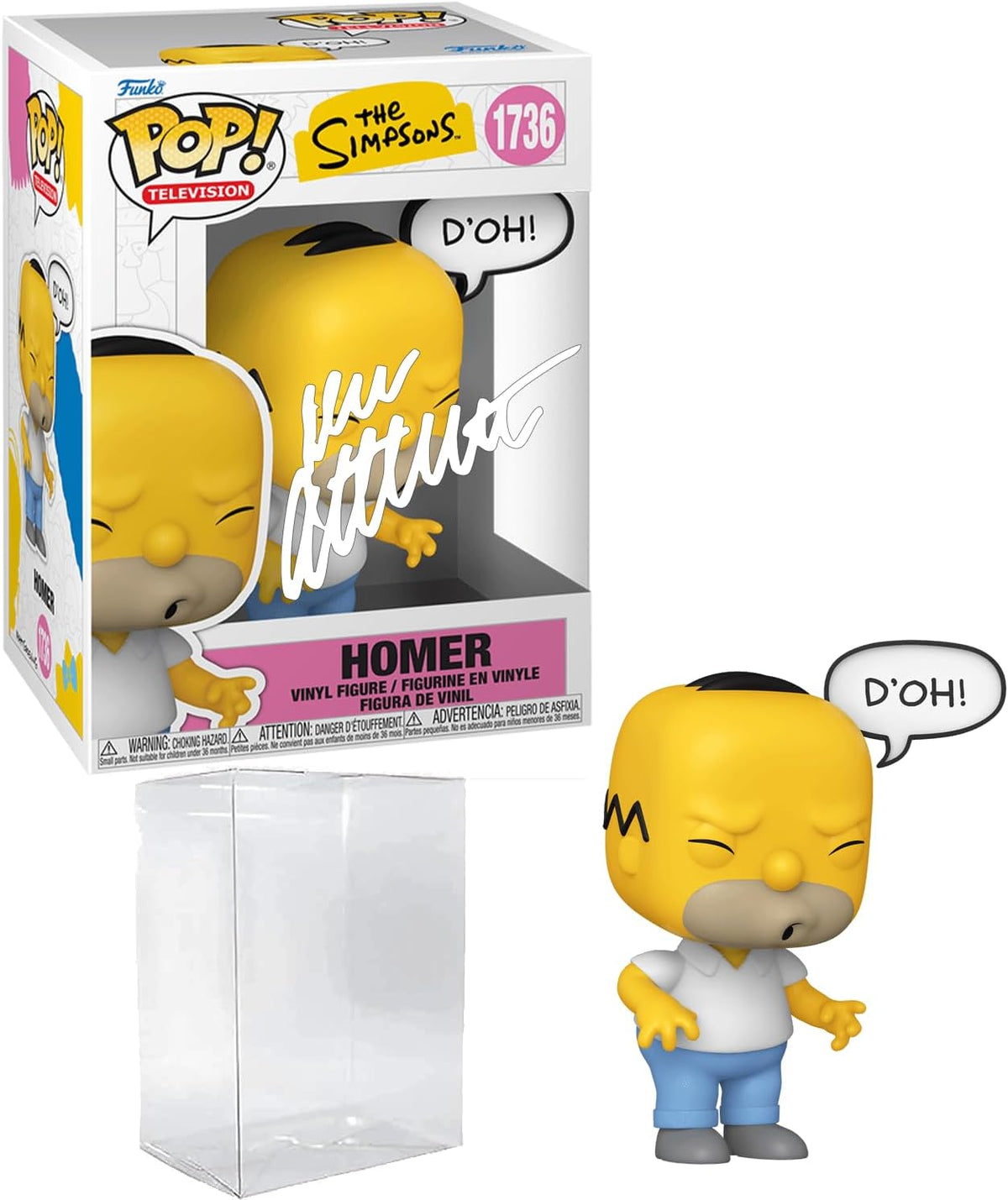Dan Castellaneta Homer Simpson #1736 Sayings D'oh! The Simpsons Facsimile Signed Reprint Laser Autographed Funko POP! TV Figurine with Protector Case