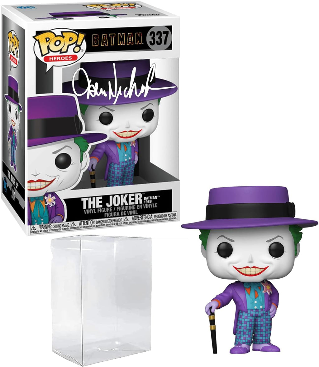 Jack Nicholson The Joker #337 1989 Facsimile Signed Reprint Laser Autographed Funko POP! Movies Batman Figurine with Protector Case
