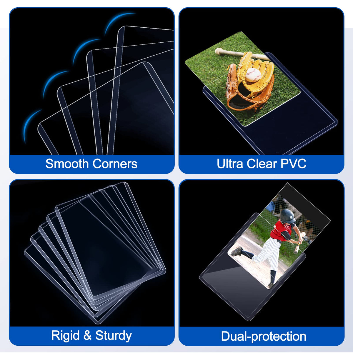 Sooez 32 Card Sleeves Hard Plastic Card Holder for Trading Card 3"x4", 35PT