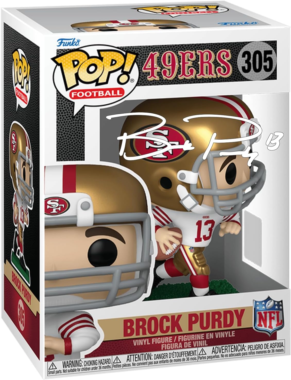 Brock Purdy #305 Facsimile Signed Reprint Laser Autographed Funko POP! Legends San Francisco 49ers Figurine with Protector Case