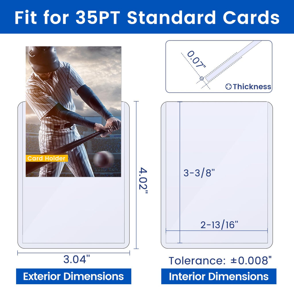 Sooez 32 Card Sleeves Hard Plastic Card Holder for Trading Card 3"x4", 35PT
