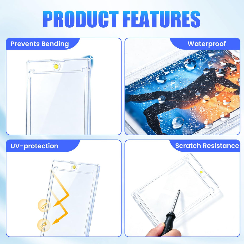 ZENOWICK 100ct Magnetic Card Holders, Magnetic 35pt One Touch Card Holders