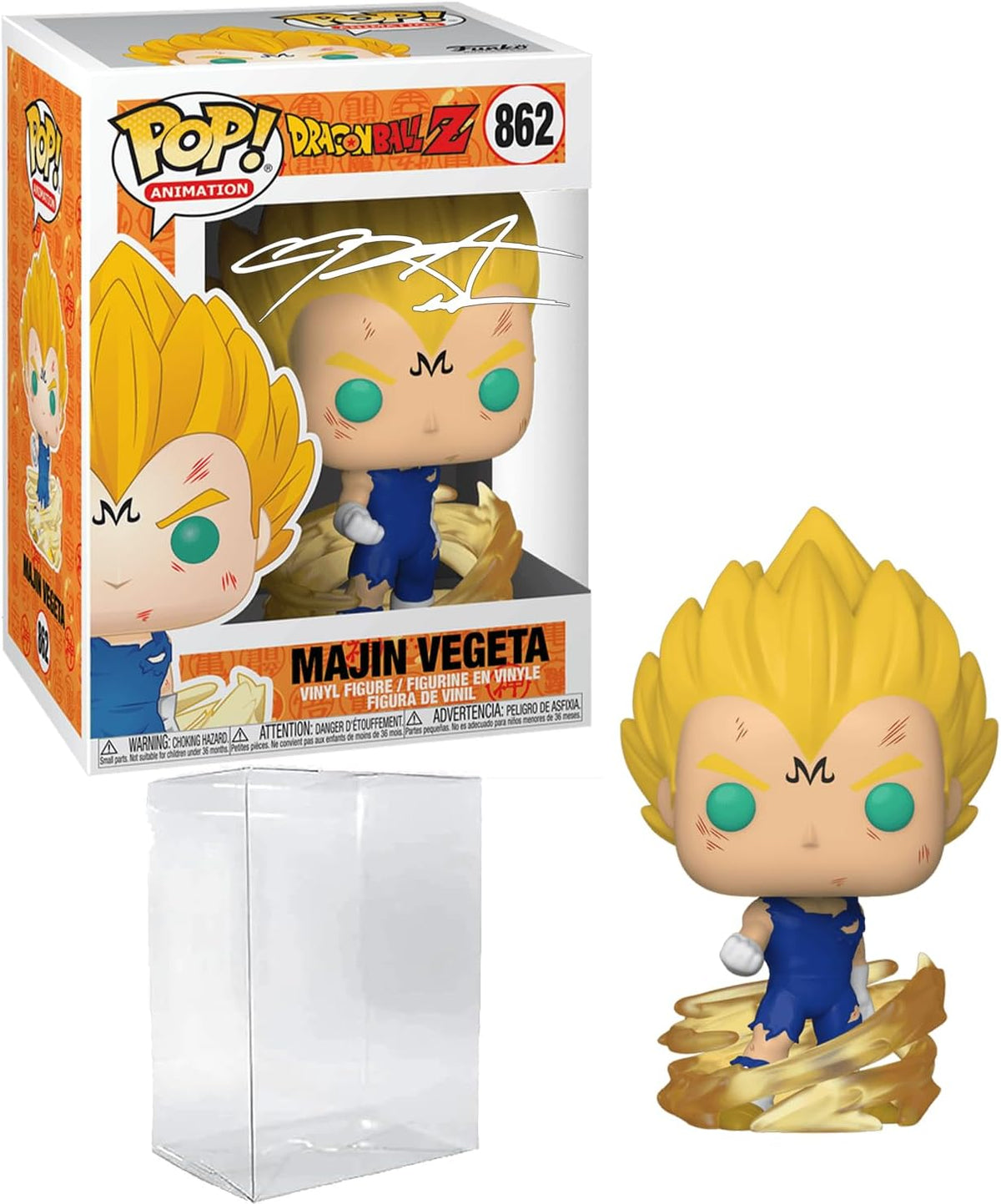 Christopher Sabat Majin Vegeta #862 Voice Actor Facsimile Signed Reprint Laser Autographed Funko POP! Anime Animation Dragon Ball Z Figurine with Protector Case