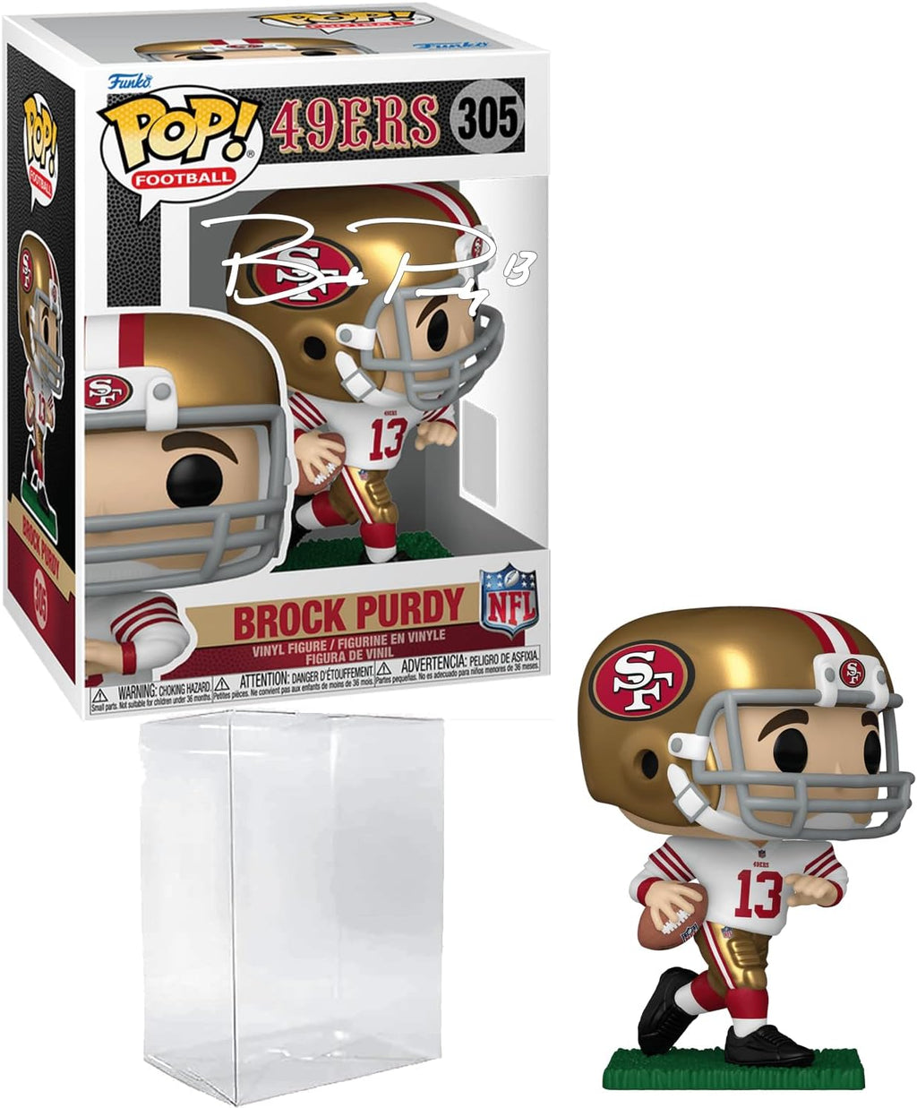 Brock Purdy #305 Facsimile Signed Reprint Laser Autographed Funko POP! Legends San Francisco 49ers Figurine with Protector Case