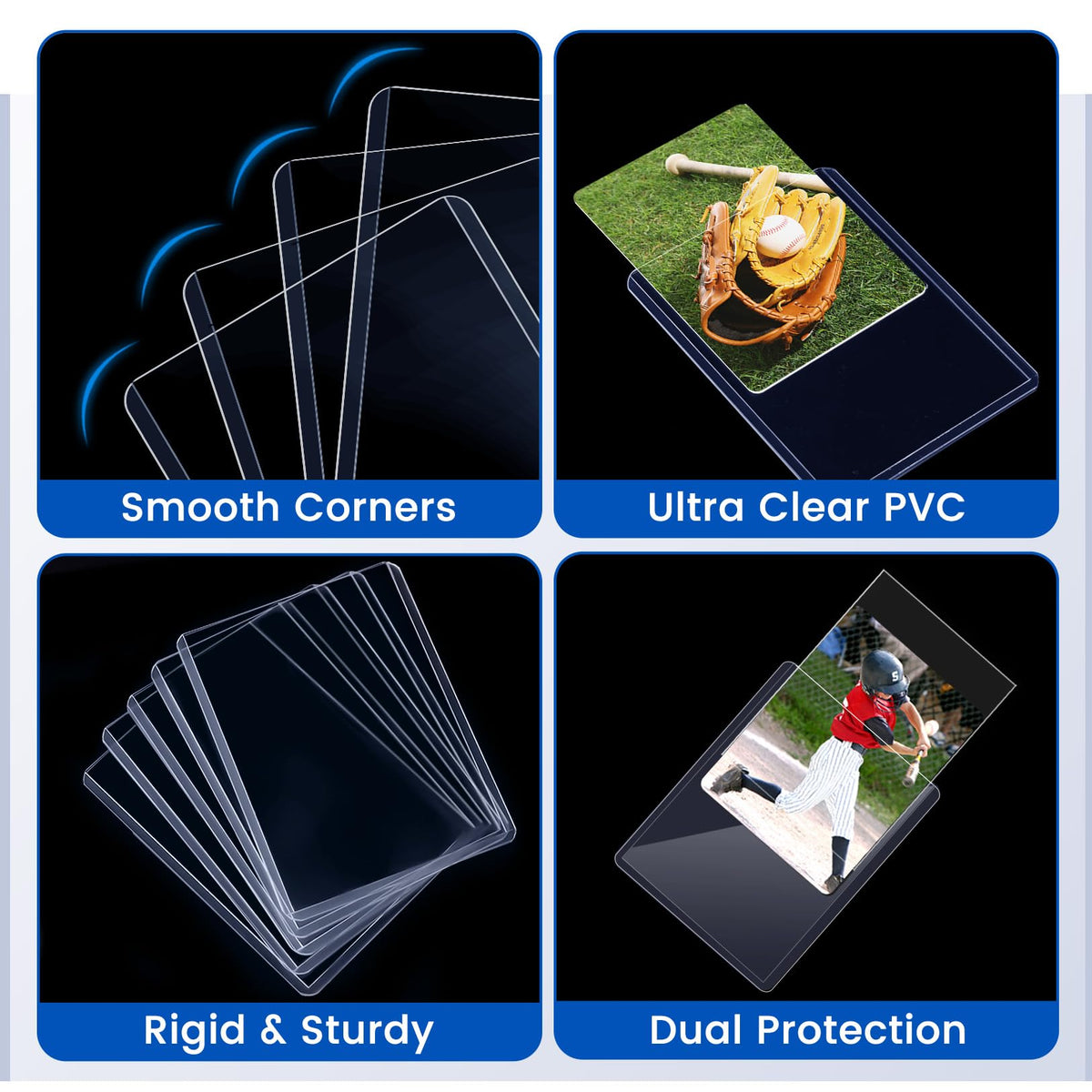 Sooez 32 Card Sleeves Hard Plastic Card Holder for Trading Card 3"x4", 35PT