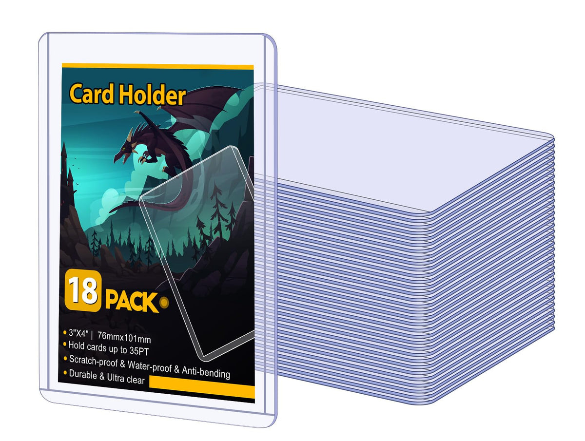 Sooez 32 Card Sleeves Hard Plastic Card Holder for Trading Card 3"x4", 35PT