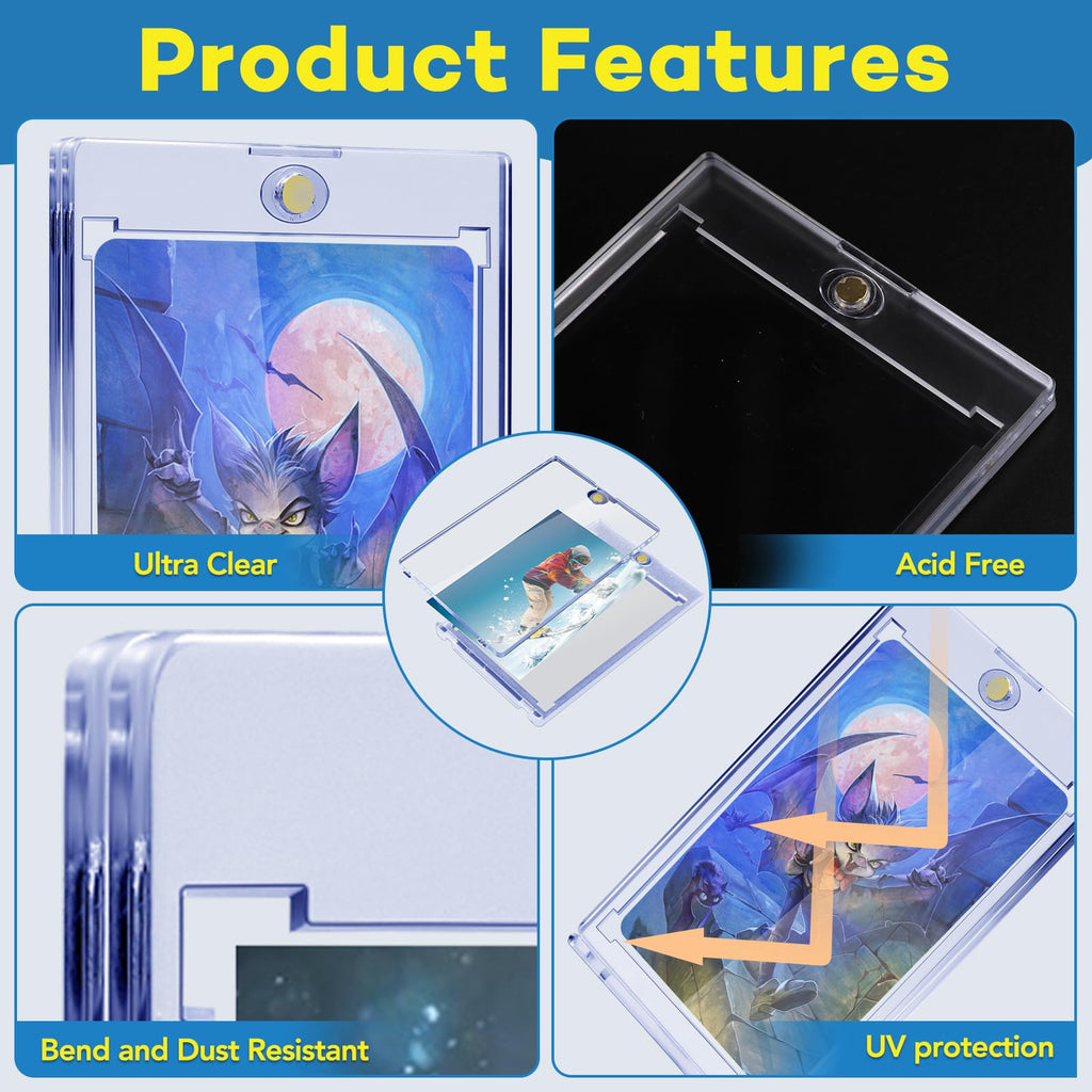 ZENOWICK 100ct Magnetic Card Holders, Magnetic 35pt One Touch Card Holders