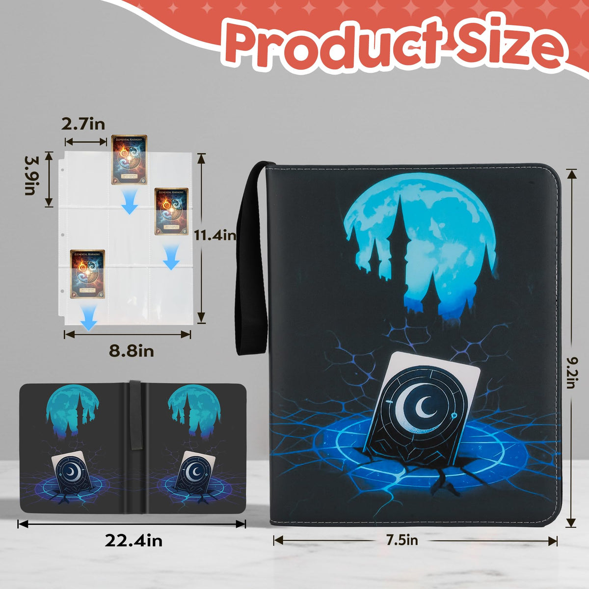 9 Pocket Card Binder for MTG/YGO/PTCG/Game Cards, Holds 900 Cards,Premium Card Collector Book for TCG Players,Toys Gifts for Kids(MTG-5)