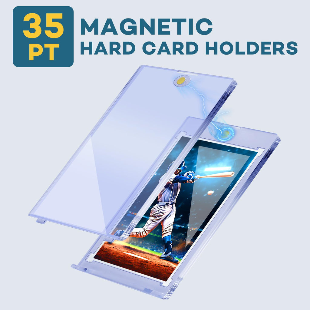 ZENOWICK 100ct Magnetic Card Holders, Magnetic 35pt One Touch Card Holders