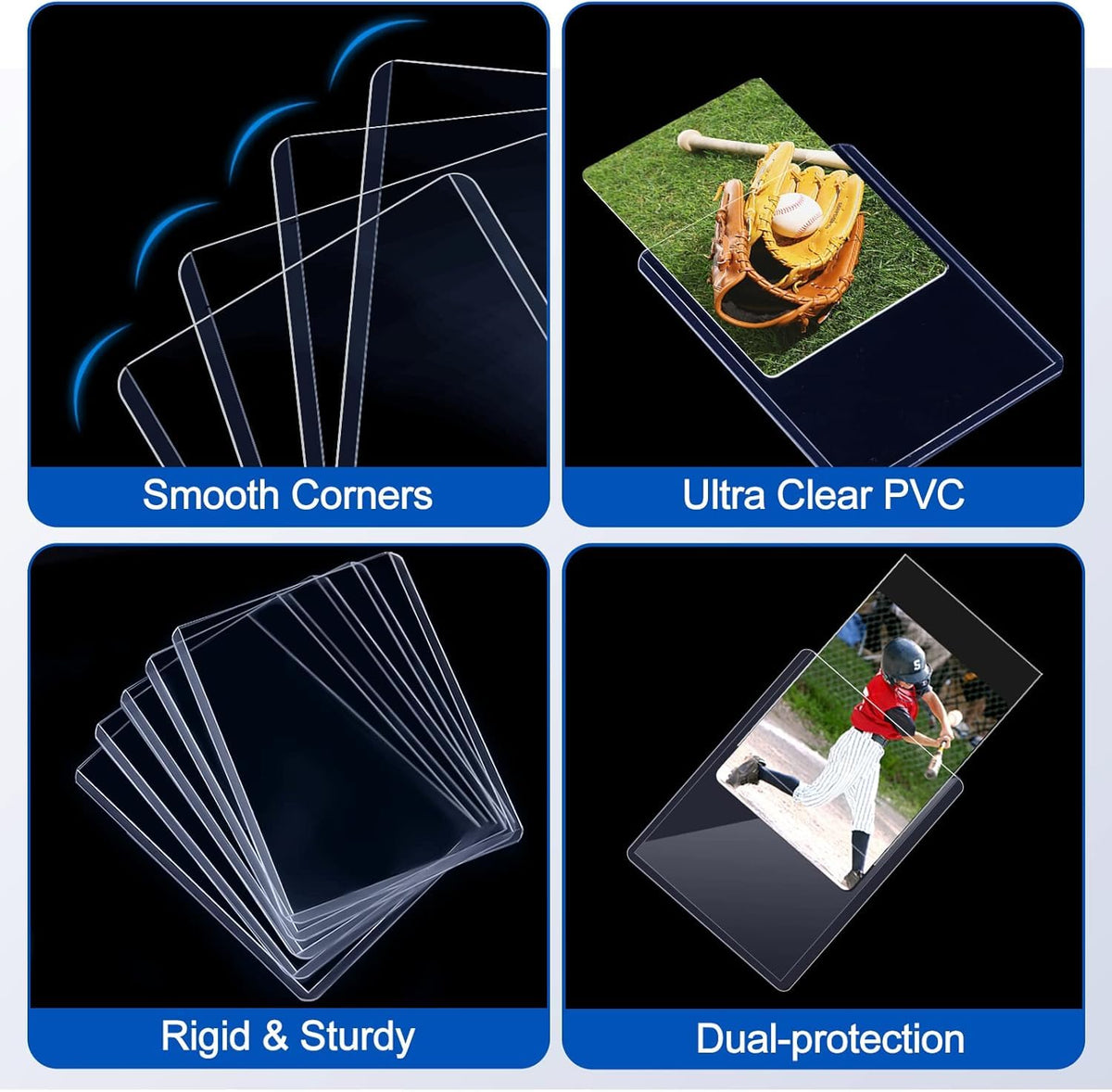 Sooez 32 Card Sleeves Hard Plastic Card Holder for Trading Card 3"x4", 35PT