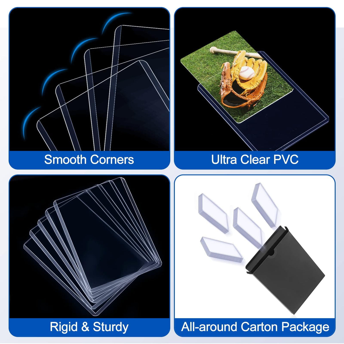 Sooez 32 Card Sleeves Hard Plastic Card Holder for Trading Card 3"x4", 35PT
