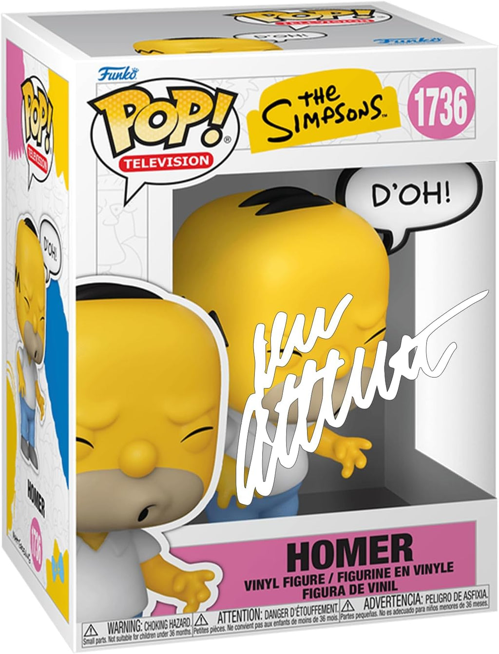 Dan Castellaneta Homer Simpson #1736 Sayings D'oh! The Simpsons Facsimile Signed Reprint Laser Autographed Funko POP! TV Figurine with Protector Case