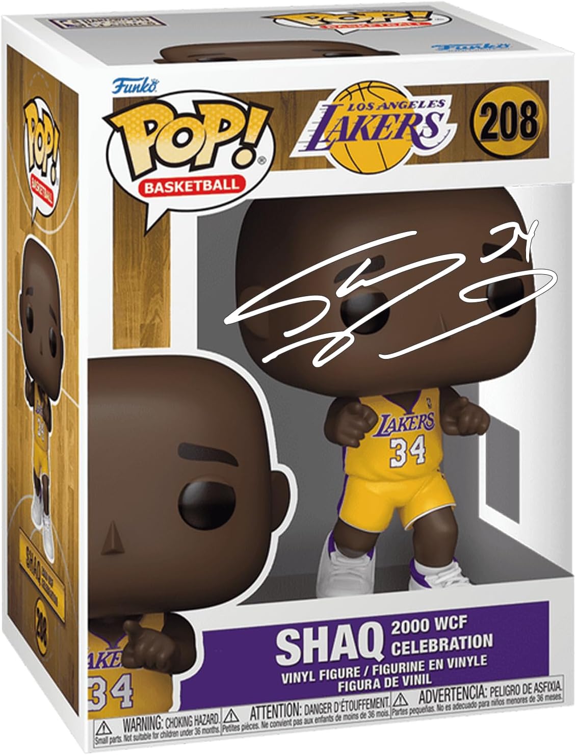 Shaquille O'Neal Shaq #208 2000 WCF Celebration Facsimile Signed Reprint Laser Autographed Funko POP! Basketball NBA: Los Angeles Lakers Figurine with Protector Case