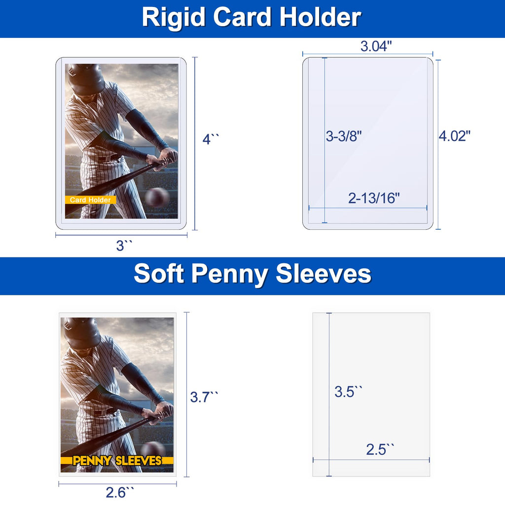 Sooez 32 Card Sleeves Hard Plastic Card Holder for Trading Card 3"x4", 35PT