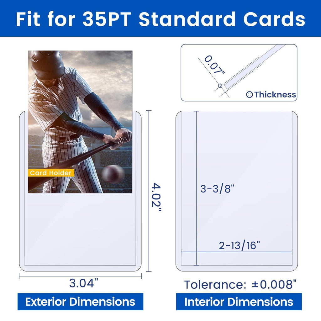 Sooez 32 Card Sleeves Hard Plastic Card Holder for Trading Card 3"x4", 35PT