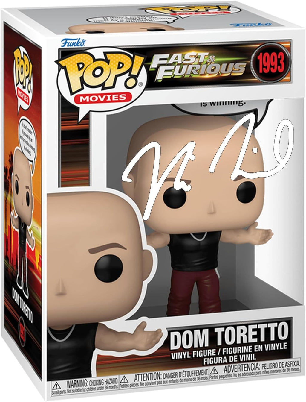 Vin Diesel Dominic Toretto #1993 Sayings Fast & Furious Facsimile Signed Reprint Laser Autographed Funko POP! Movies Figurine with Protector Case