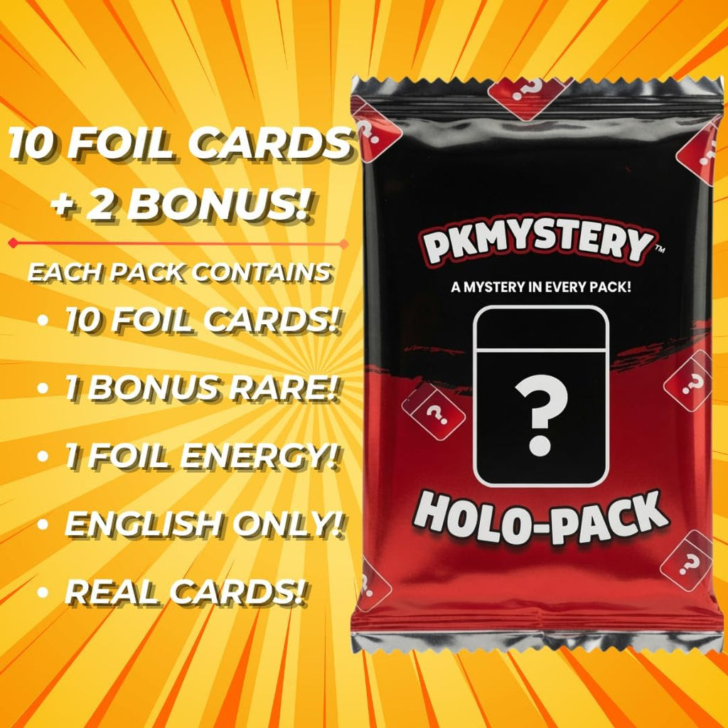 PKMystery 10-Card Foil Pack, Compatible with Pokémon Cards, No Duplicates