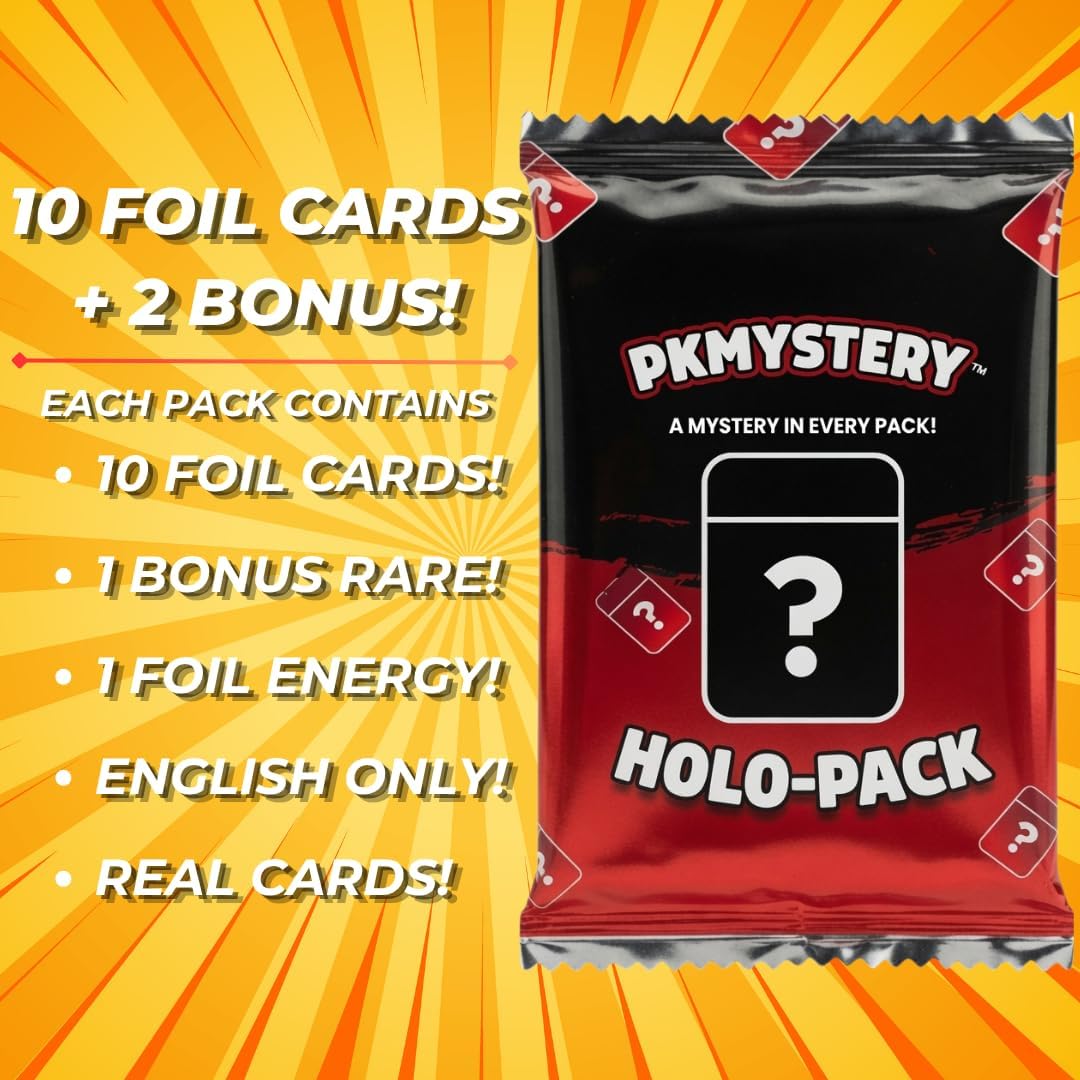 PKMystery 10-Card Foil Pack, Compatible with Pokémon Cards, No Duplicates