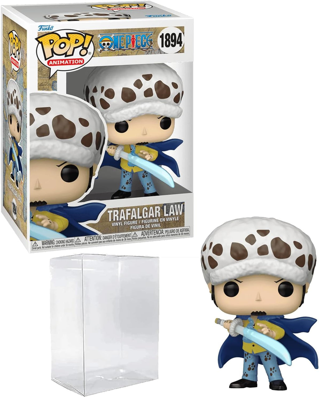 Trafalgar Law #1894 One Piece Funko POP! Animation Anime Figurine Bundle with HOFSM Protector Case