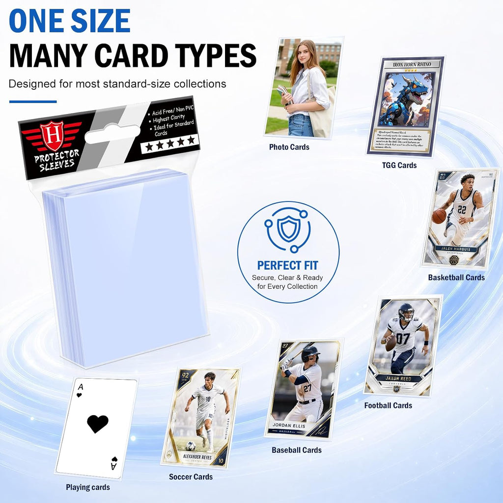 500 Counts Card Sleeves for Trading Cards, Soft Penny Card Sleeves Clear Plastic Card Protectors Fit for Baseball Card, Sports Cards, MTG Game Card Standard Cards