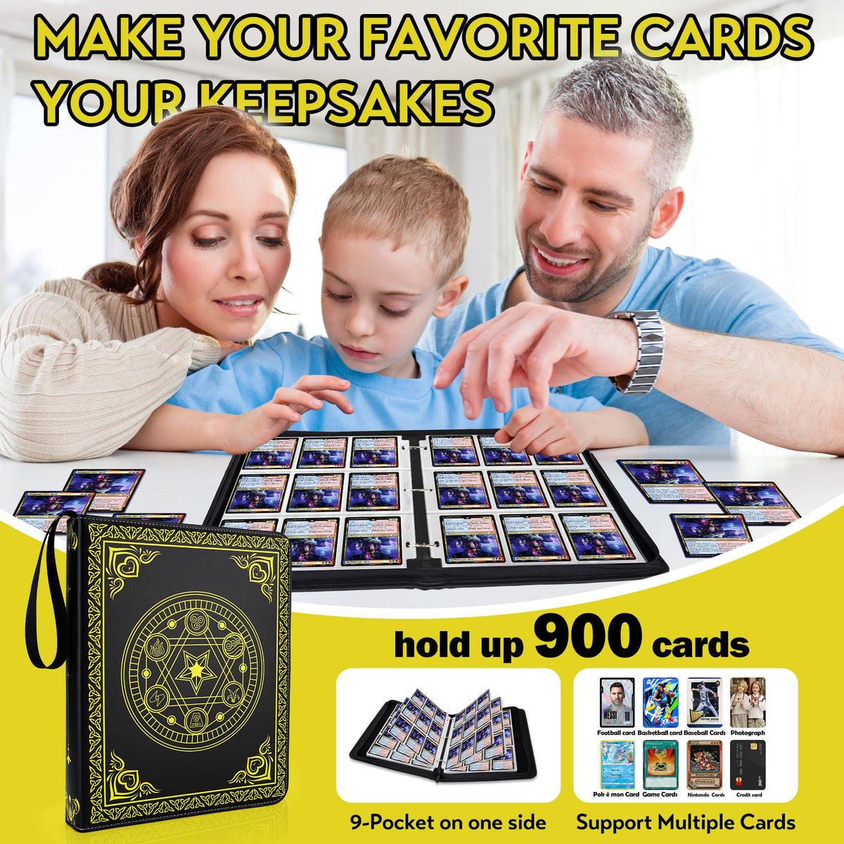 9 Pocket Card Binder for MTG/YGO/PTCG/Game Cards, Holds 900 Cards,Premium Card Collector Book for TCG Players,Toys Gifts for Kids(MTG-5)