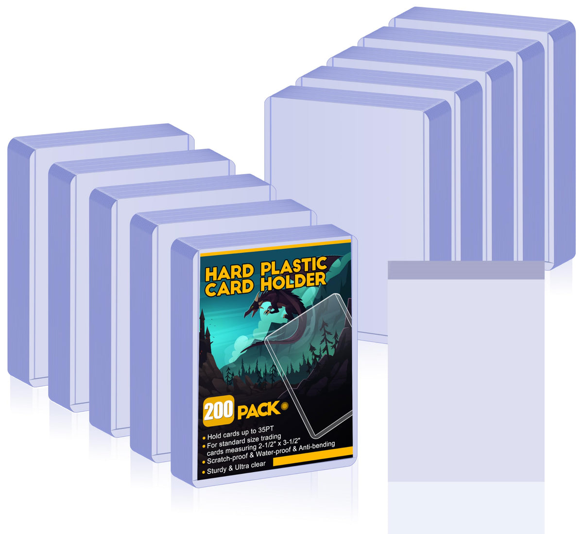 Sooez 32 Card Sleeves Hard Plastic Card Holder for Trading Card 3"x4", 35PT