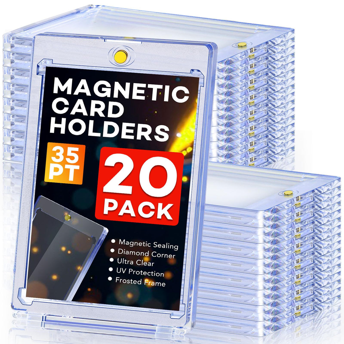 ZENOWICK 100ct Magnetic Card Holders, Magnetic 35pt One Touch Card Holders