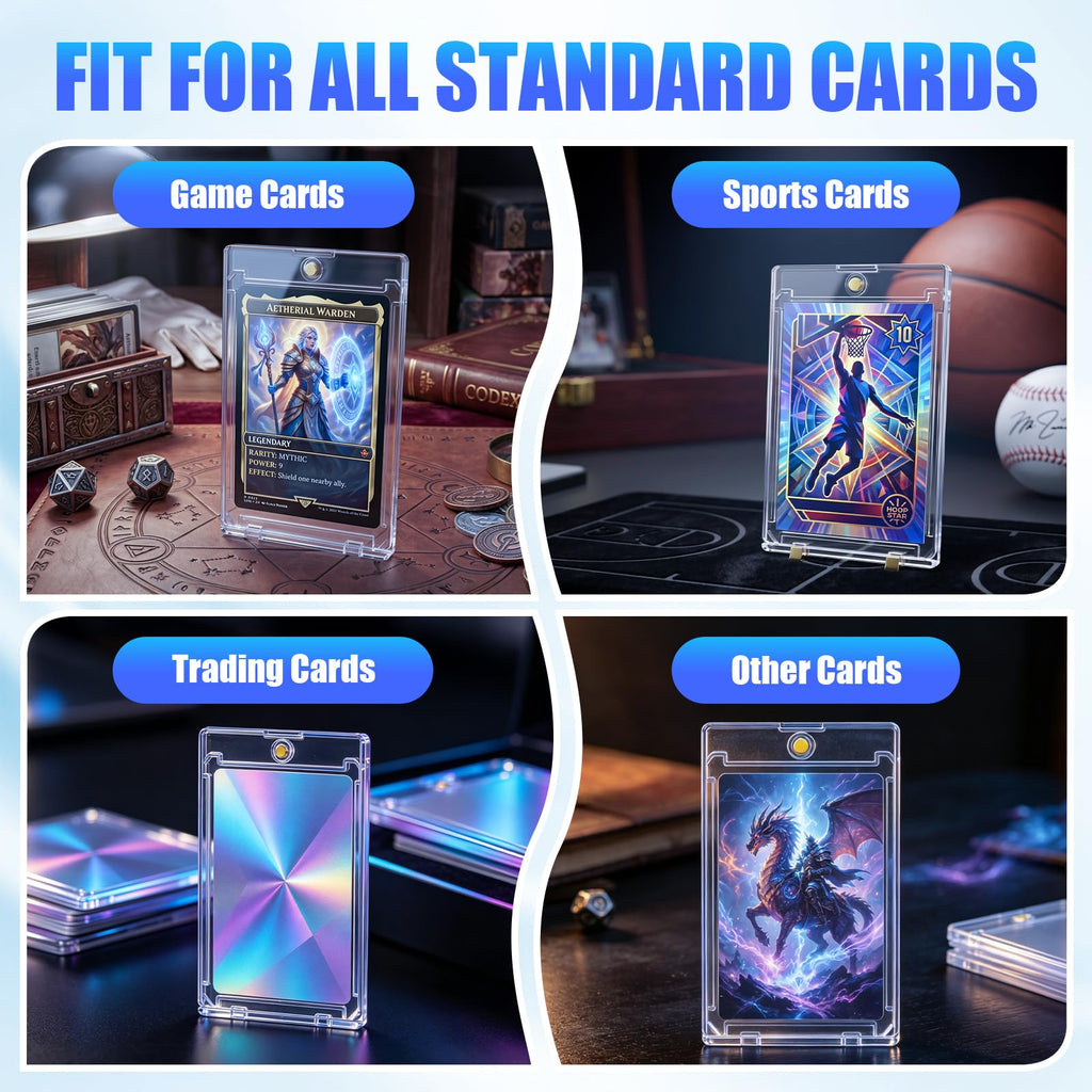ZENOWICK 100ct Magnetic Card Holders, Magnetic 35pt One Touch Card Holders