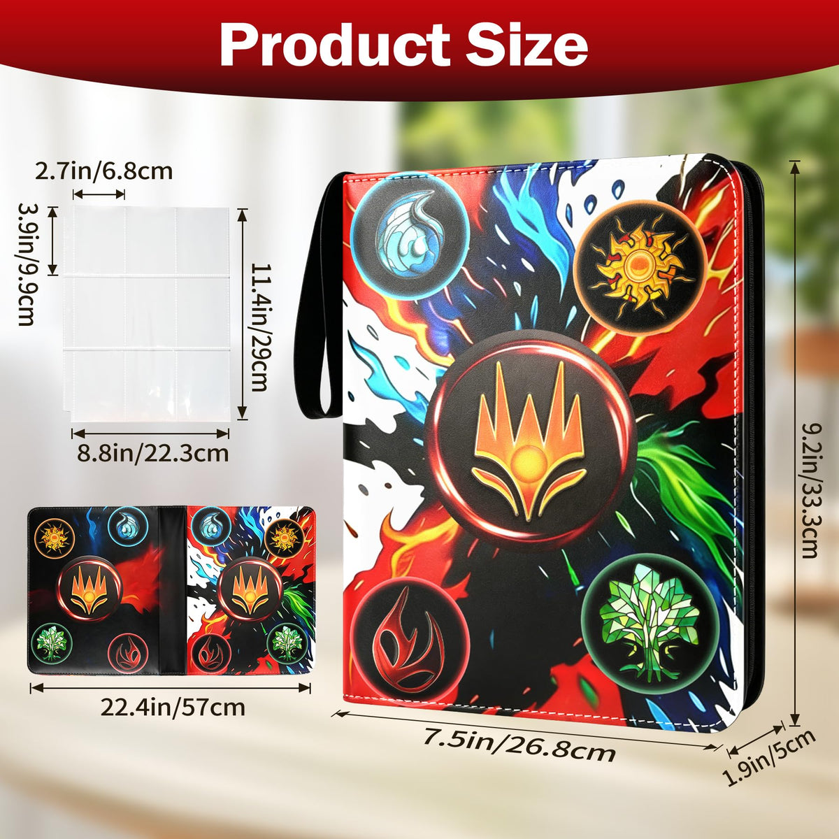 9 Pocket Card Binder for MTG/YGO/PTCG/Game Cards, Holds 900 Cards,Premium Card Collector Book for TCG Players,Toys Gifts for Kids(MTG-5)