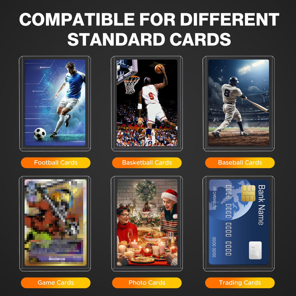 400 Card Sleeves Top Loaders for Cards Included 96 Pockets Top Loader Binder, 3" x 4" Baseball Card Protector Hard Plastic Card Holder for Sports Trading Cards (200 Toploaders + 200 Soft Sleeves)