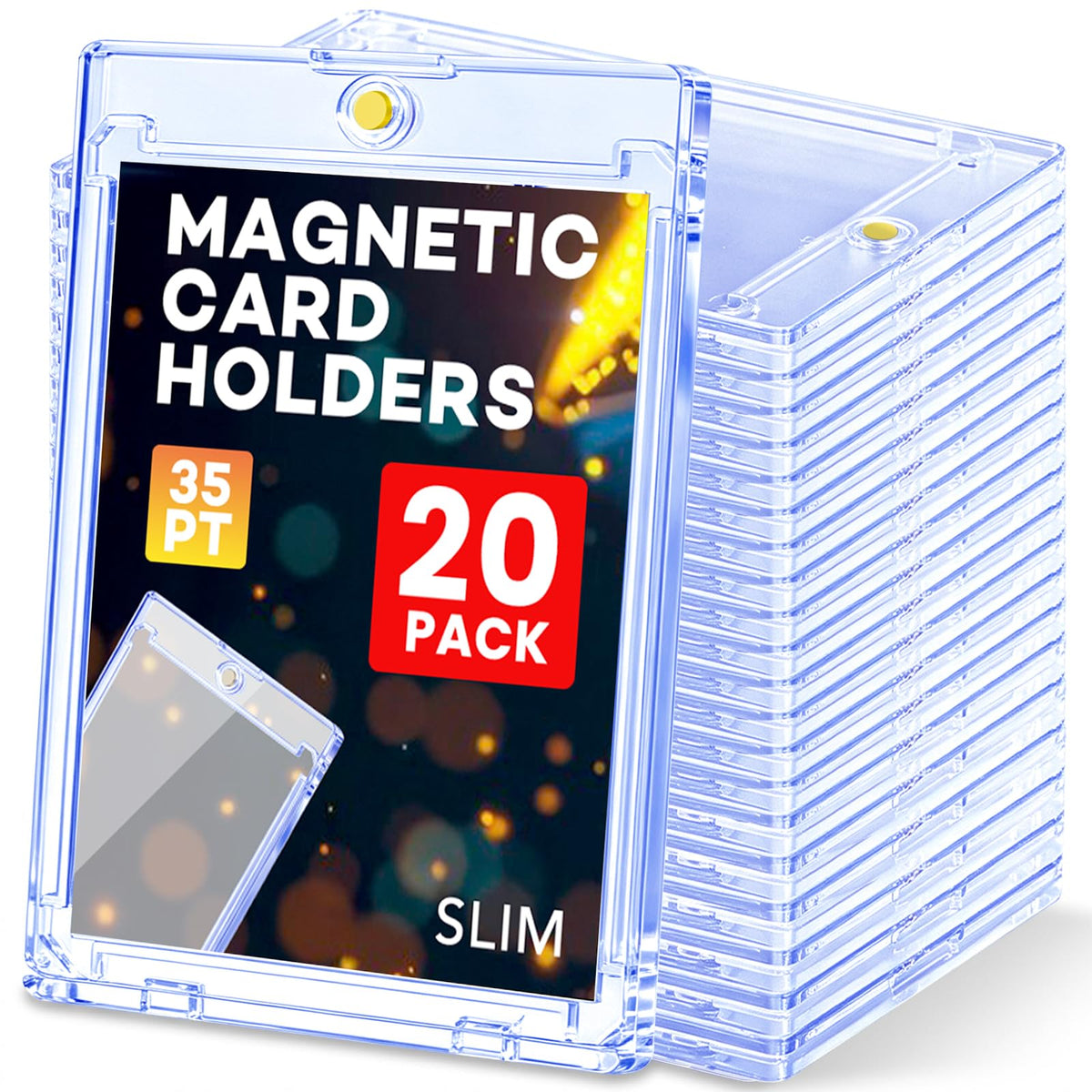 ZENOWICK 100ct Magnetic Card Holders, Magnetic 35pt One Touch Card Holders