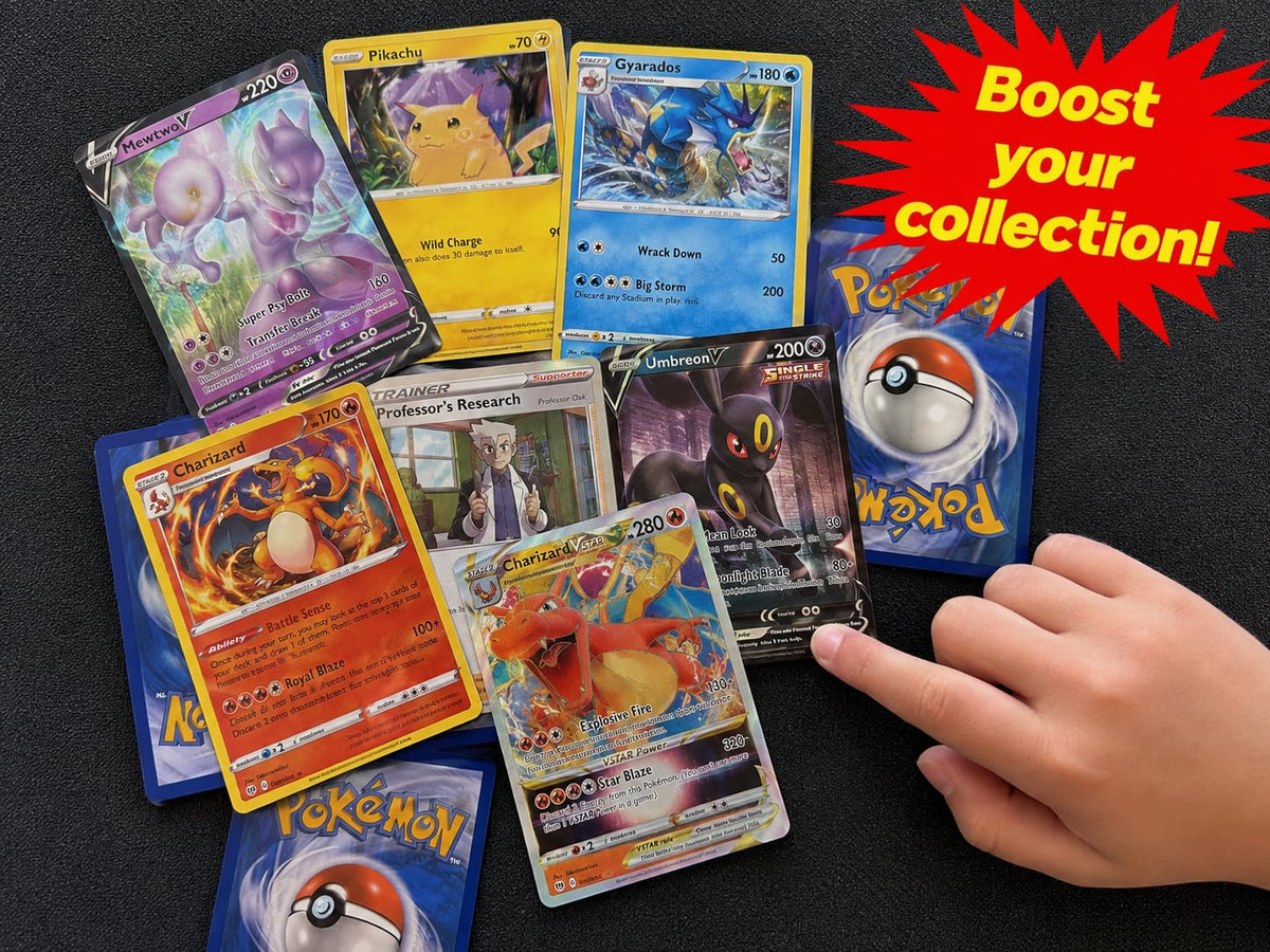 Pokémon Official 100 Pokemon Card Lot with Rare, Holofoil, Trainer and Energy Cards - Bundle with Random Colored Deck Box Included NFL (100 Assorted Cards)