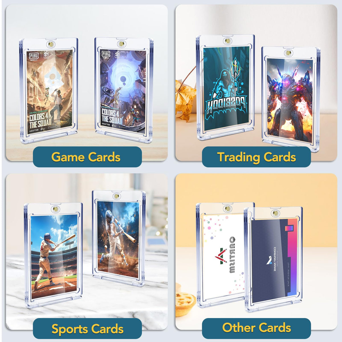 ZENOWICK 100ct Magnetic Card Holders, Magnetic 35pt One Touch Card Holders