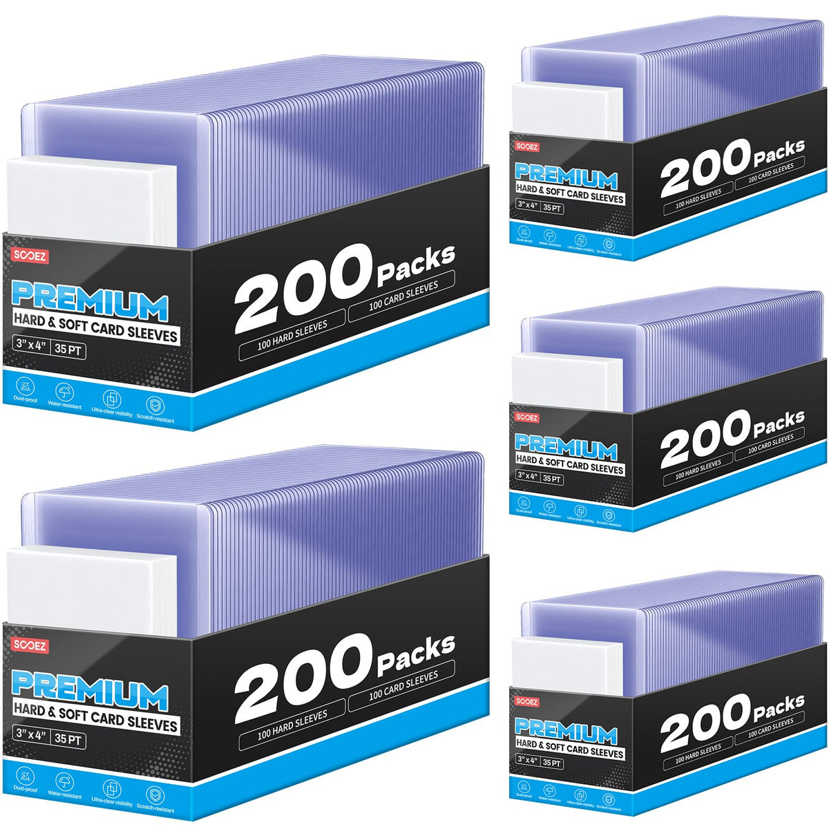Sooez 32 Card Sleeves Hard Plastic Card Holder for Trading Card 3"x4", 35PT