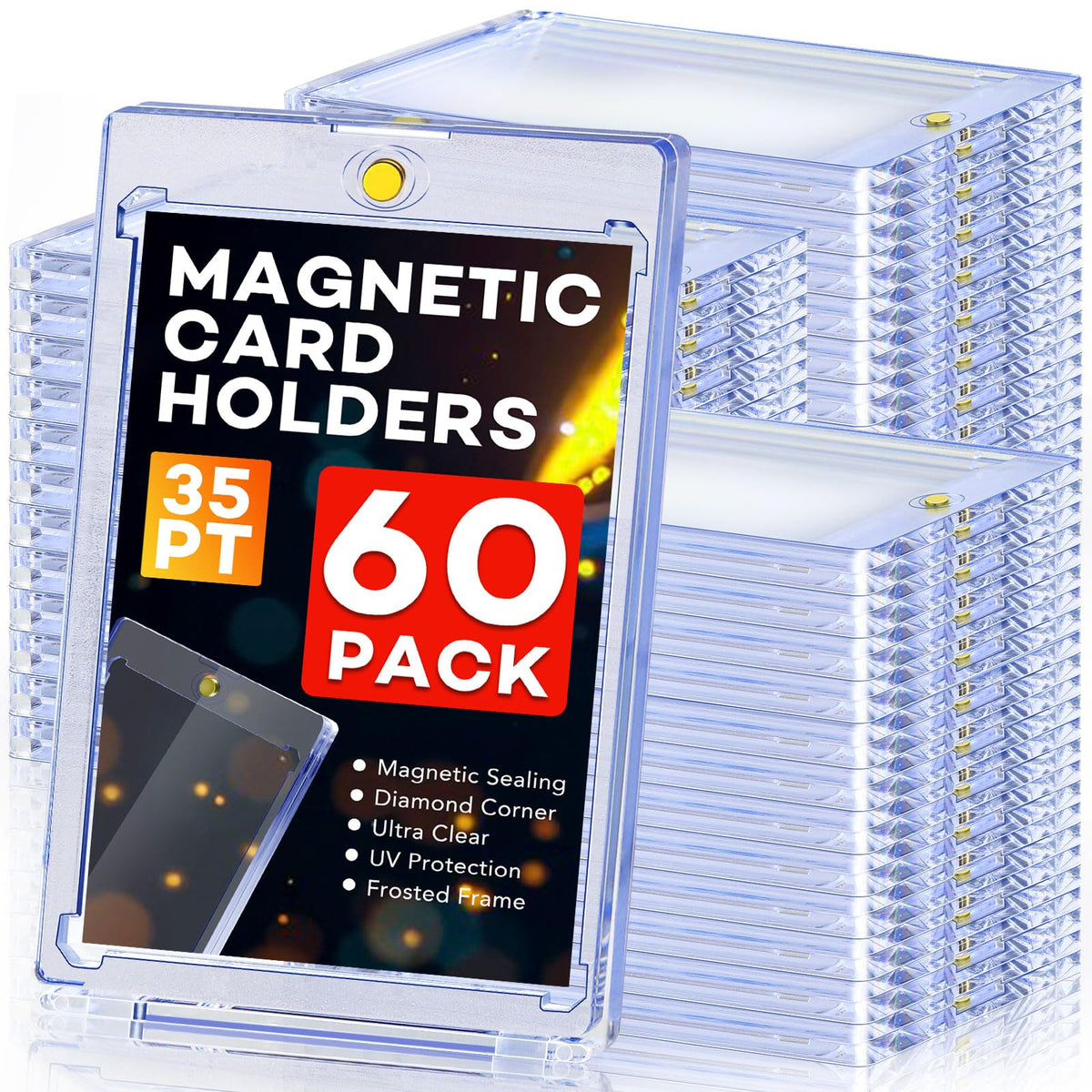 ZENOWICK 100ct Magnetic Card Holders, Magnetic 35pt One Touch Card Holders