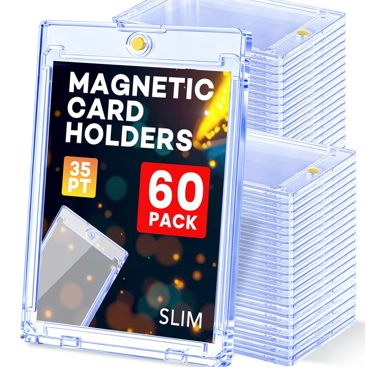 ZENOWICK 100ct Magnetic Card Holders, Magnetic 35pt One Touch Card Holders