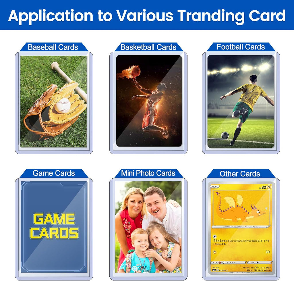 Sooez 32 Card Sleeves Hard Plastic Card Holder for Trading Card 3"x4", 35PT