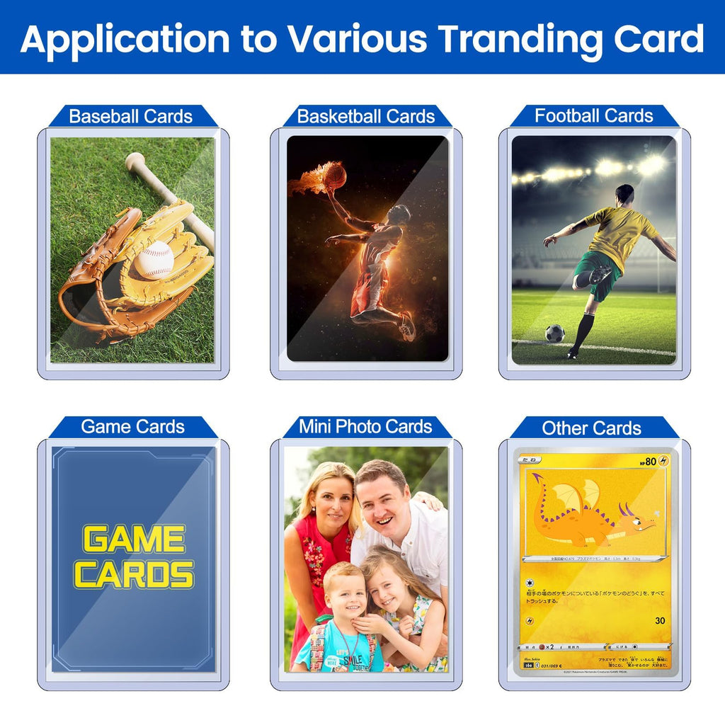 Sooez 32 Card Sleeves Hard Plastic Card Holder for Trading Card 3"x4", 35PT
