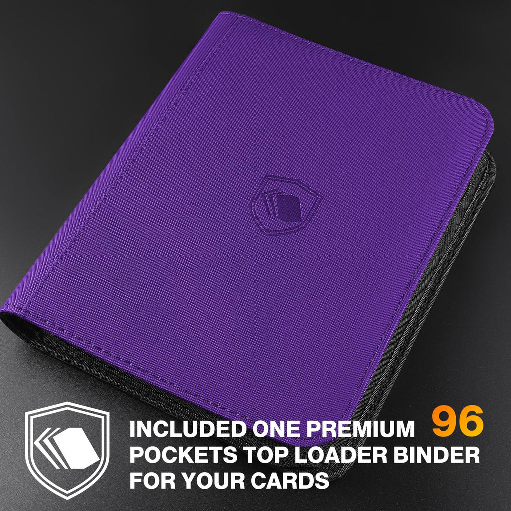400 Card Sleeves Top Loaders for Cards Included 96 Pockets Top Loader Binder, 3" x 4" Baseball Card Protector Hard Plastic Card Holder for Sports Trading Cards (200 Toploaders + 200 Soft Sleeves)